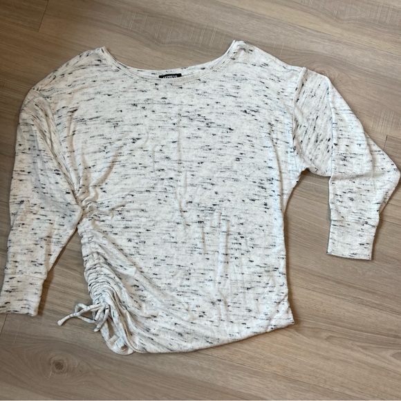 Express long sleeve rouched sweater black and white small - Picture 3 of 5